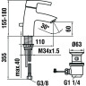 Смеситель для раковины LAUFEN FLORAKIDS красный рычаг, без донного клапана 3.1165.1.024.110.1